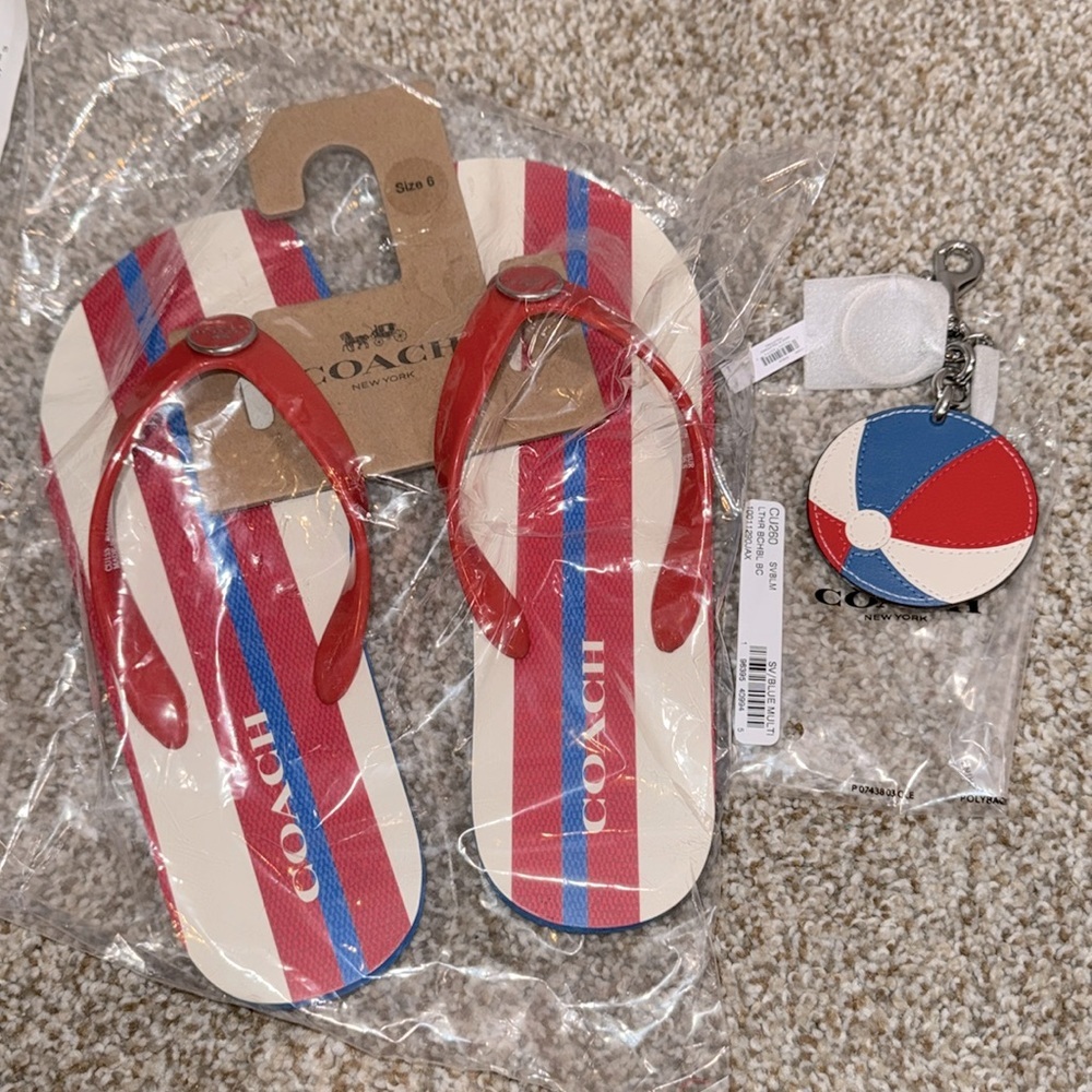 Coach Flip Flops and Matching Key Chain